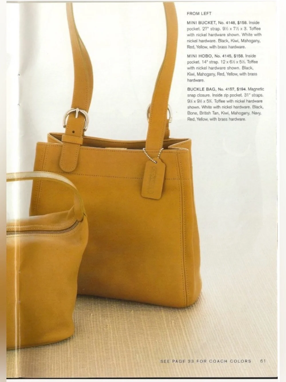 Vintage Coach Soho Buckle Bag 4157, Yellow, Costa Rica READ